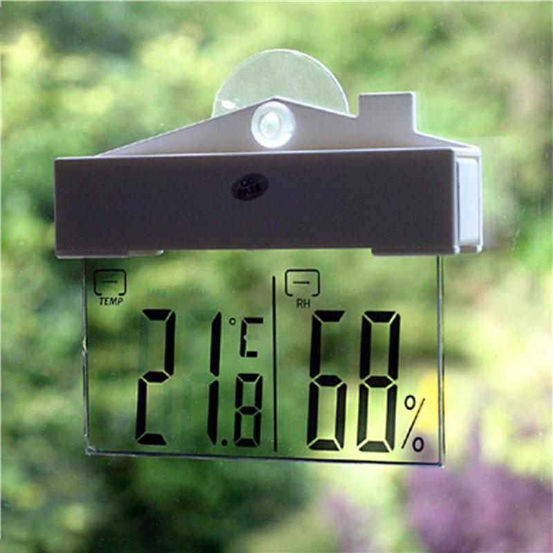 Weather Station Indoor - Termometer Jendela Digital Higrometer dengan Suction