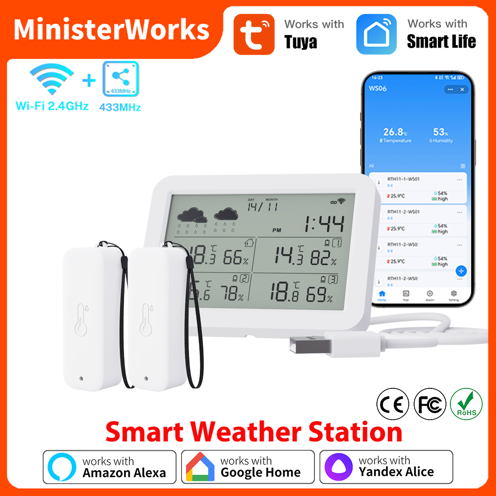 Weather Station Indoor - Stasiun Cuaca WiFi Tuya RF433 Sensor